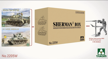 ***PREORDER NOT ON STOCK TAKOM 2205W SHERMAN BIG BOX  2 SHERMAN KITS PLUS 1/16 FIGURE