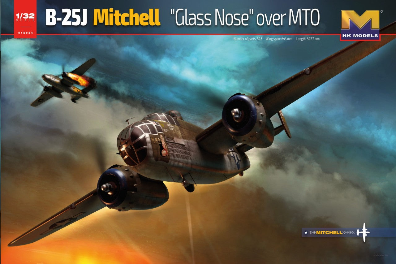 Hong Kong Model 01E24  1/32 B-25J Mitchell Glass Nose Over MTO